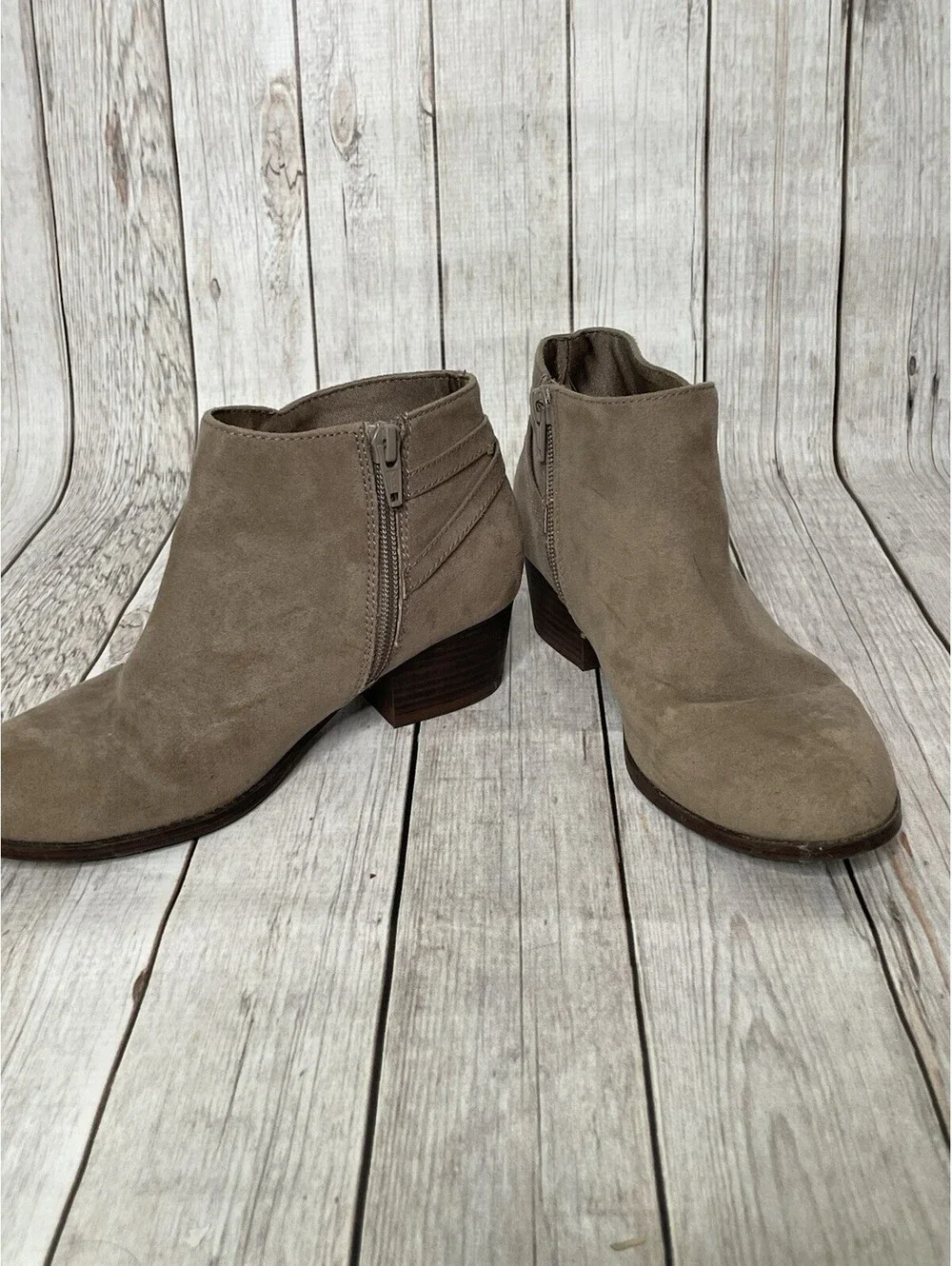 Old Navy Taupe Ankle Strap Booties Size 9